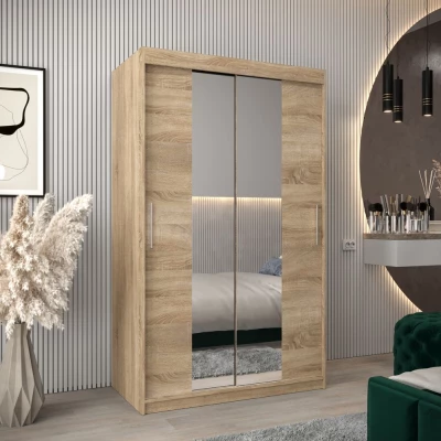 Tolóajtós gardróbszekrény, 120 cm széles, TIMEA 1 - sonoma tölgyfa