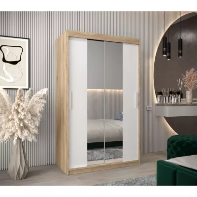 Tolóajtós gardróbszekrény 120 cm széles TIMEA 1 - sonoma tölgy / fehér