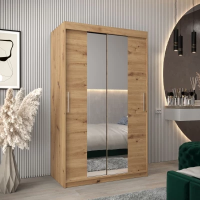 Tolóajtós gardróbszekrény, 120 cm széles, TIMEA 1 - artisan tölgyfa