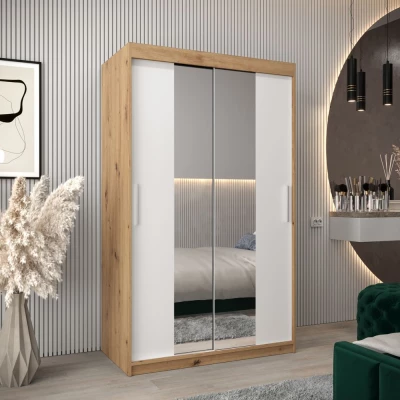 Tolóajtós gardróbszekrény 120 cm széles TIMEA 1 - artisan tölgy / fehér