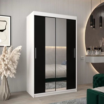 Tolóajtós szekrény 120 cm széles TIMEA 1 - fehér / fekete