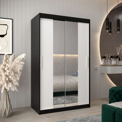 Tolóajtós szekrény 120 cm széles TIMEA 1 - fekete / fehér
