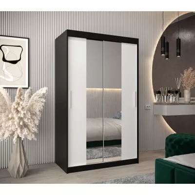 Tolóajtós szekrény 120 cm széles TIMEA 1 - fekete / fehér