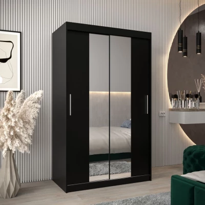 Tolóajtós gardróbszekrény, 120 cm széles, TIMEA 1 - fekete