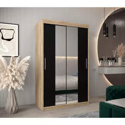 Tolóajtós gardróbszekrény 120 cm széles TIMEA 1 - sonoma tölgy / fekete