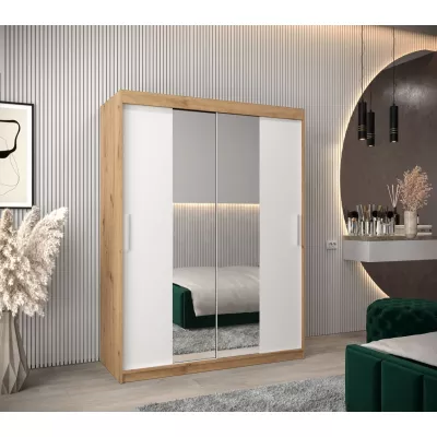 Tolóajtós gardróbszekrény, 150 cm széles TIMEA 1 - artisan tölgy / fehér