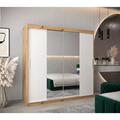 Tolóajtós gardróbszekrény, 200 cm széles TIMEA 1 - artisan tölgy / fehér