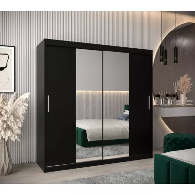 Tolóajtós szekrény, 200 cm széles, TIMEA 1 - fekete