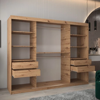 TIMEA 1 tolóajtós szekrény 250 cm széles - artisan tölgy