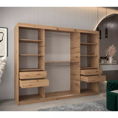 TIMEA 1 tolóajtós szekrény 250 cm széles - artisan tölgy