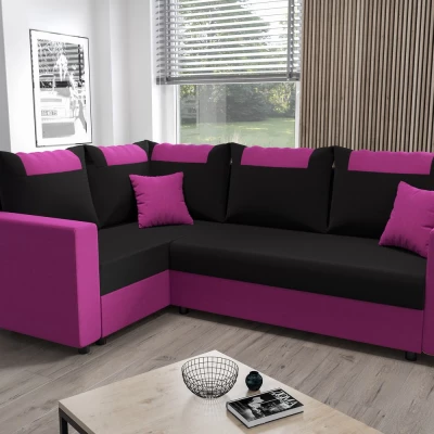 SANVI PLUS sarok ülőgarnitúra karfákkal - rózsaszín / fekete