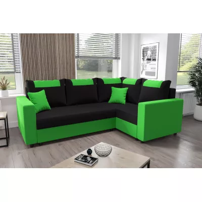 SANVI PLUS sarok ülőgarnitúra karfákkal - zöld / fekete, jobbos