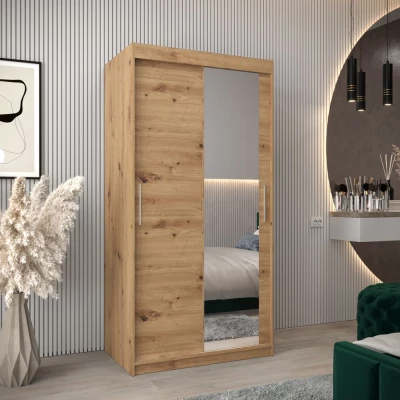 Tolóajtós gardróbszekrény 100 cm széles TIMEA 2 - artisan tölgyfa
