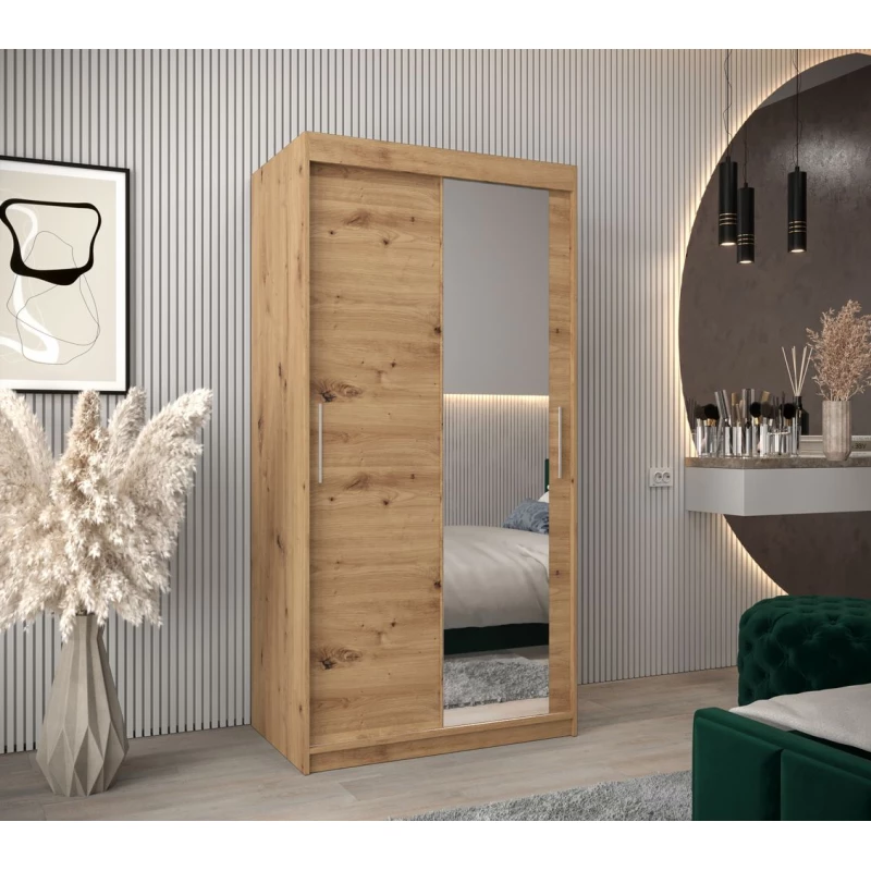 Tolóajtós gardróbszekrény 100 cm széles TIMEA 2 - artisan tölgyfa