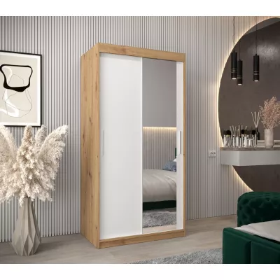 Tolóajtós gardróbszekrény 100 cm széles TIMEA 2 - artisan tölgy / fehér