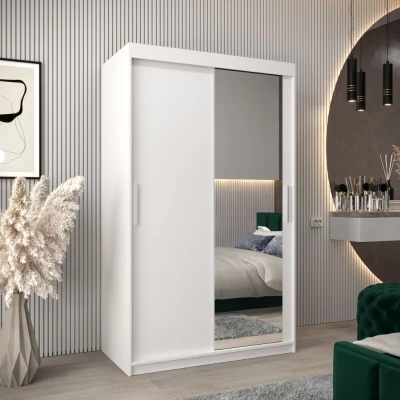 Tolóajtós gardróbszekrény, 120 cm széles, TIMEA 2 - fehér