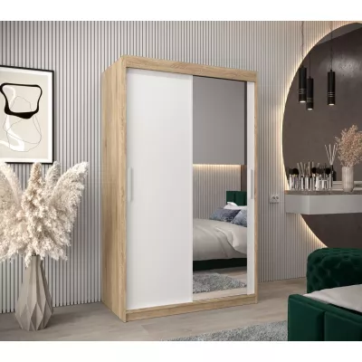 Tolóajtós gardróbszekrény 120 cm széles TIMEA 2 - sonoma tölgy / fehér