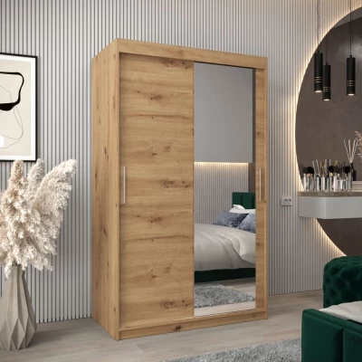 Tolóajtós gardróbszekrény, 120 cm széles, TIMEA 2 - artisan tölgyfa