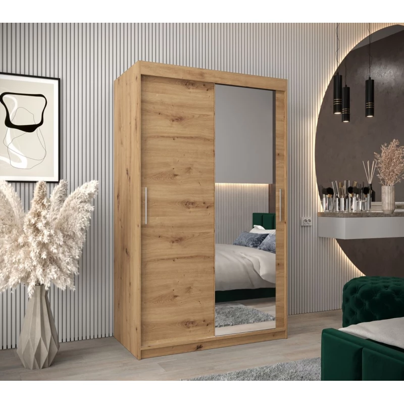 Tolóajtós gardróbszekrény, 120 cm széles, TIMEA 2 - artisan tölgyfa