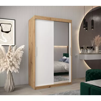 Tolóajtós gardróbszekrény 120 cm széles TIMEA 2 - artisan tölgy / fehér