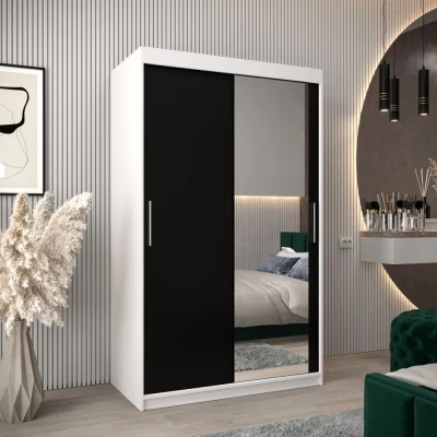 Tolóajtós szekrény 120 cm széles TIMEA 2 - fehér / fekete