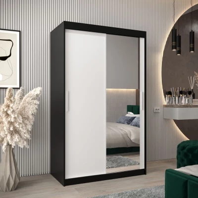 Tolóajtós szekrény 120 cm széles TIMEA 2 - fekete / fehér