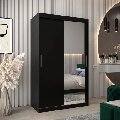 Tolóajtós gardróbszekrény, 120 cm széles, TIMEA 2 - fekete