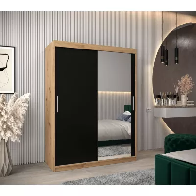 Tolóajtós gardróbszekrény 150 cm széles TIMEA 2 - artisan tölgy / fekete