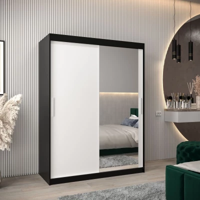 Tolóajtós szekrény 150 cm széles TIMEA 2 - fekete / fehér