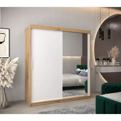 Tolóajtós gardróbszekrény 180 cm széles TIMEA 2 - artisan tölgy / fehér