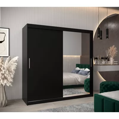 Tolóajtós gardróbszekrény, 200 cm széles, TIMEA 2 - fekete