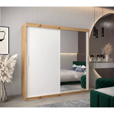 Tolóajtós gardróbszekrény 200 cm széles TIMEA 2 - artisan tölgy / fehér