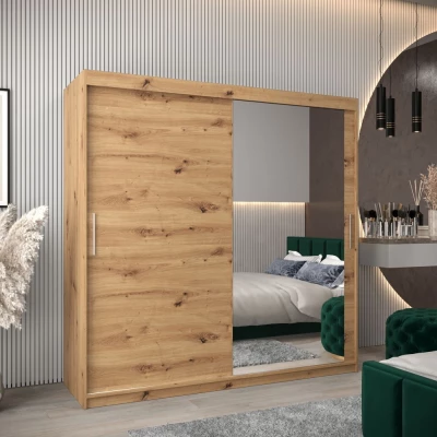 Tolóajtós gardróbszekrény, 200 cm széles, TIMEA 2 - artisan tölgyfa