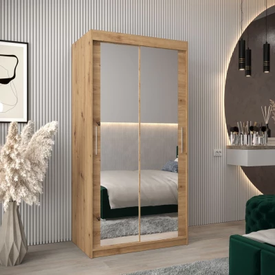 Tolóajtós gardróbszekrény 100 cm széles TIMEA 3 - artisan tölgyfa