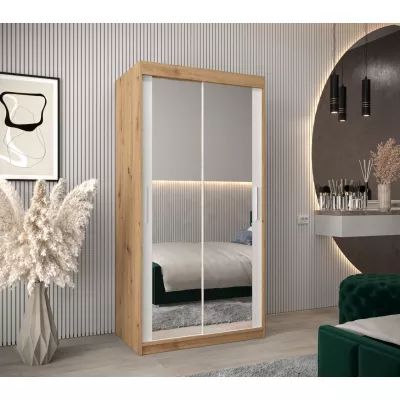 Tolóajtós gardróbszekrény 100 cm széles TIMEA 3 - artisan tölgy / fehér