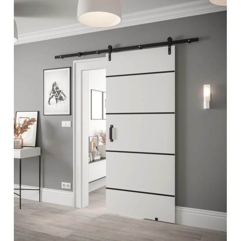 LEONTINA 3 vasalattal ellátott tolóajtó - 90 cm, fehér