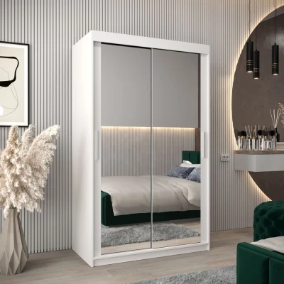 Tolóajtós gardróbszekrény, 120 cm széles, TIMEA 3 - fehér