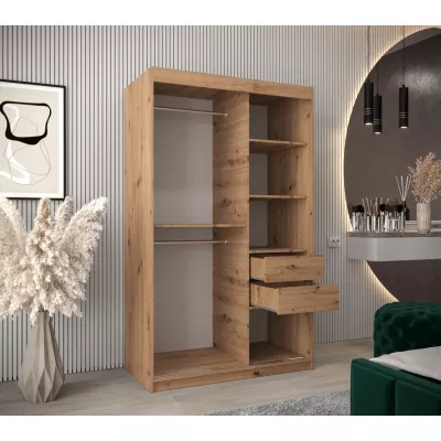 Tolóajtós gardróbszekrény, 120 cm széles, TIMEA 3 - artisan tölgyfa