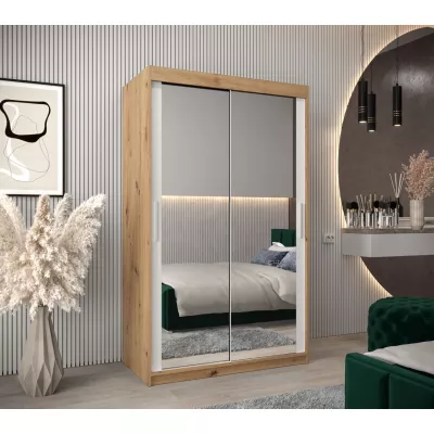 Tolóajtós gardróbszekrény 120 cm széles TIMEA 3 - artisan tölgy / fehér