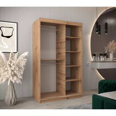 Tolóajtós gardróbszekrény 120 cm széles TIMEA 3 - artisan tölgy / fehér