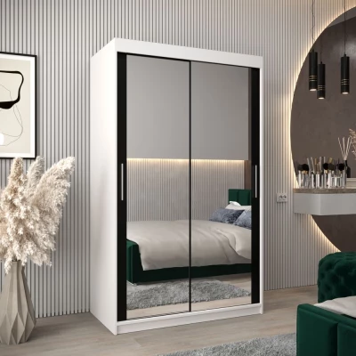Tolóajtós szekrény 120 cm széles TIMEA 3 - fehér / fekete