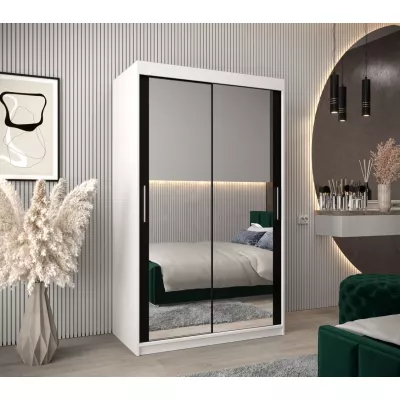 Tolóajtós szekrény 120 cm széles TIMEA 3 - fehér / fekete