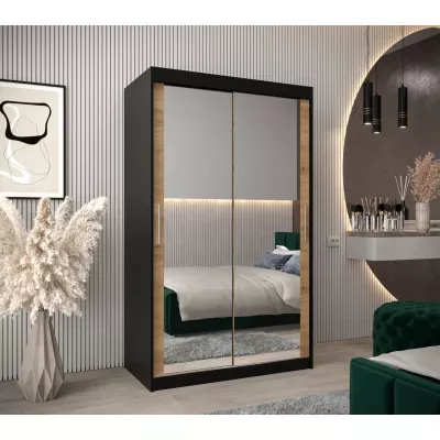 Tolóajtós gardróbszekrény 120 cm széles TIMEA 3 - fekete / artisan tölgy
