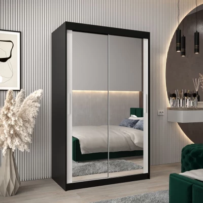 Tolóajtós szekrény 120 cm széles TIMEA 3 - fekete / fehér