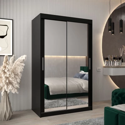 Tolóajtós gardróbszekrény, 120 cm széles, TIMEA 3 - fekete