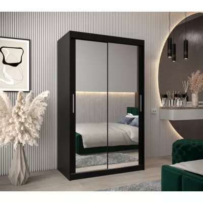 Tolóajtós gardróbszekrény, 120 cm széles, TIMEA 3 - fekete