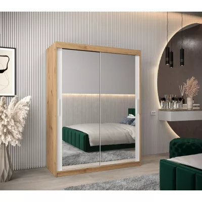 Tolóajtós gardróbszekrény 150 cm széles TIMEA 3 - artisan tölgy / fehér