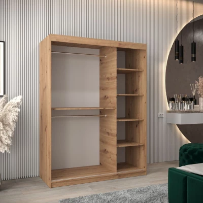 Tolóajtós gardróbszekrény 150 cm széles TIMEA 3 - artisan tölgy / fekete