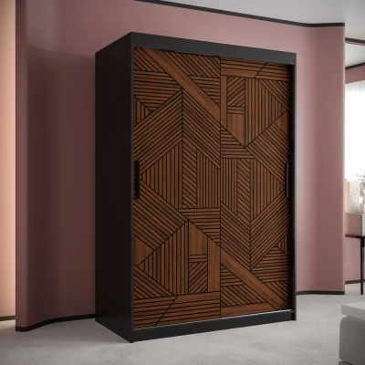 MADELEIN 2 tolóajtós gardróbszekrény - szélesség 120 cm, fekete / diófa
