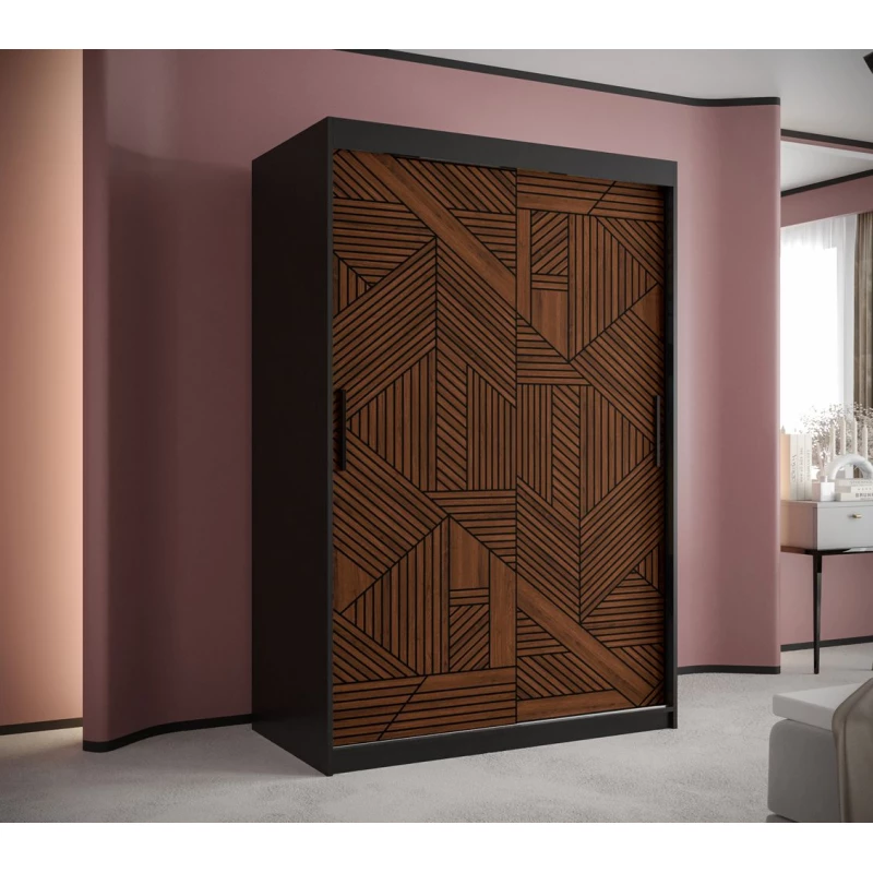 MADELEIN 2 tolóajtós gardróbszekrény - szélesség 120 cm, fekete / diófa